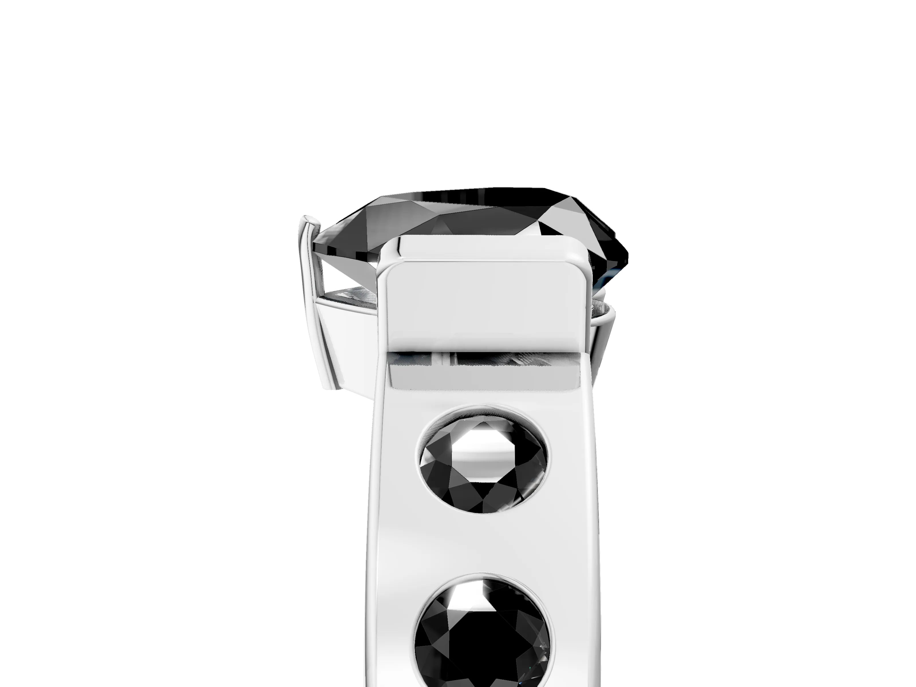 White gold Fancy Black Heart Cut Brilliant Channel-Set Diamond Ring with Bezel Prong Setting_5