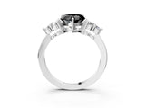 White gold Fancy Black Heart Cut Brilliant Diamond Cluster Accent Solitaire Ring with Prong Setting_15