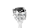 White gold Fancy Black Heart Cut Brilliant Diamond Cluster Accent Solitaire Ring with Prong Setting_17