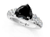 White gold Fancy Black Heart Cut Brilliant Diamond Pavé Band with Six-Prong Setting_13