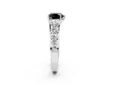 White gold Fancy Black Heart Cut Brilliant Diamond Pavé Band with Six-Prong Setting_14