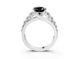 White gold Fancy Black Heart Cut Brilliant Diamond Pavé Band with Six-Prong Setting_15