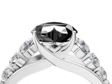 White gold Fancy Black Heart Cut Brilliant Diamond Pavé Band with Six-Prong Setting_16