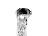 White gold Fancy Black Heart Cut Brilliant Diamond Pavé Band with Six-Prong Setting_17