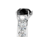 White gold Fancy Black Heart Cut Brilliant Diamond Pavé Band with Six-Prong Setting_17