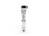 White gold Fancy Black Heart Cut Brilliant Diamond Pavé Band with Six-Prong Setting_2