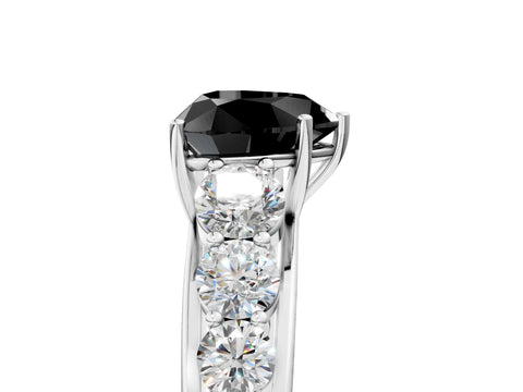 White gold Fancy Black Heart Cut Brilliant Diamond Pavé Band with Six-Prong Setting_5