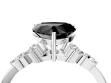 White gold Fancy Black Heart Cut Brilliant Diamond Solitaire Ring with Pear Side Stones and Four-Prong Setting_10