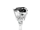 White gold Fancy Black Heart Cut Brilliant Diamond Solitaire Ring with Pear Side Stones and Four-Prong Setting_11