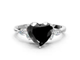 White gold Fancy Black Heart Cut Brilliant Diamond Solitaire Ring with Pear Side Stones and Four-Prong Setting_6