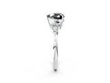 White gold Fancy Black Heart Cut Brilliant Diamond Solitaire Ring with Pear Side Stones and Four-Prong Setting_8