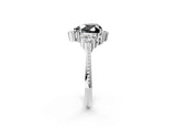 White gold Fancy Black Heart Cut Brilliant Diamond with Cluster Setting on a Beaded Band and Four-Prong Setting_14