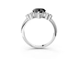 White gold Fancy Black Heart Cut Brilliant Diamond with Cluster Setting on a Beaded Band and Four-Prong Setting_15