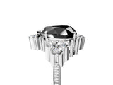 White gold Fancy Black Heart Cut Brilliant Diamond with Cluster Setting on a Beaded Band and Four-Prong Setting_17