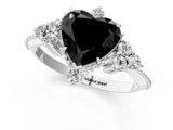 White gold Fancy Black Heart Cut Brilliant Diamond with Cluster Setting on a Beaded Band and Four-Prong Setting_17