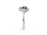 White gold Fancy Black Heart Cut Brilliant Diamond with Cluster Setting on a Beaded Band and Four-Prong Setting_2