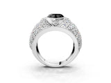 White gold Fancy Black Heart Cut Brilliant Halo Pave Diamond Milgrain Ring_3