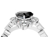 White gold Fancy Black Heart Cut Brilliant Milgrain Pave Heart Band Solitaire Ring_16