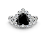 White gold Fancy Black Heart Cut Brilliant Milgrain Pave Heart Band Solitaire Ring_23