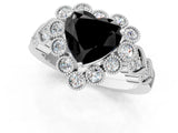 White gold Fancy Black Heart Cut Brilliant Milgrain Pave Heart Band Solitaire Ring_24