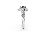 White gold Fancy Black Heart Cut Brilliant Milgrain Pave Heart Band Solitaire Ring_25