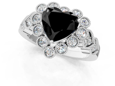 White gold Fancy Black Heart Cut Brilliant Milgrain Pave Heart Band Solitaire Ring_25