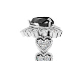 White gold Fancy Black Heart Cut Brilliant Milgrain Pave Heart Band Solitaire Ring_28