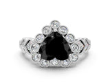 White gold Fancy Black Heart Cut Brilliant Milgrain Pave Heart Band Solitaire Ring_35