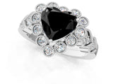White gold Fancy Black Heart Cut Brilliant Milgrain Pave Heart Band Solitaire Ring_36