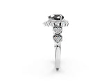 White gold Fancy Black Heart Cut Brilliant Milgrain Pave Heart Band Solitaire Ring_37