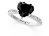 White gold Fancy Black Heart Cut Brilliant Pavé Band Solitaire with Four-Prong Setting_1