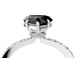 White gold Fancy Black Heart Cut Brilliant Pavé Band Solitaire with Four-Prong Setting_4