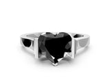 White gold Fancy Black Heart Cut Brilliant Solitaire Diamond Ring with Channel Set Band and Bar Prong Setting_6