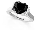 White gold Fancy Black Heart Cut Brilliant Solitaire Diamond Ring with Channel Set Band and Bar Prong Setting_7