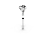 White gold Fancy Black Heart Cut Brilliant Three-Stone Diamond Ring with Pavé Band and Four-Prong Setting_17