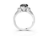 White gold Fancy Black Heart Cut Brilliant Three-Stone Diamond Ring with Pavé Band and Four-Prong Setting_18