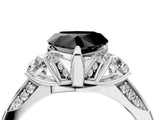 White gold Fancy Black Heart Cut Brilliant Three-Stone Diamond Ring with Pavé Band and Four-Prong Setting_19