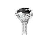 White gold Fancy Black Heart Cut Brilliant Three-Stone Diamond Ring with Pavé Band and Four-Prong Setting_20