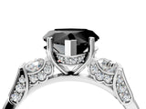 White gold Fancy Black Heart Cut Brilliant Three-Stone Pave Band with Four-Prong Setting_4