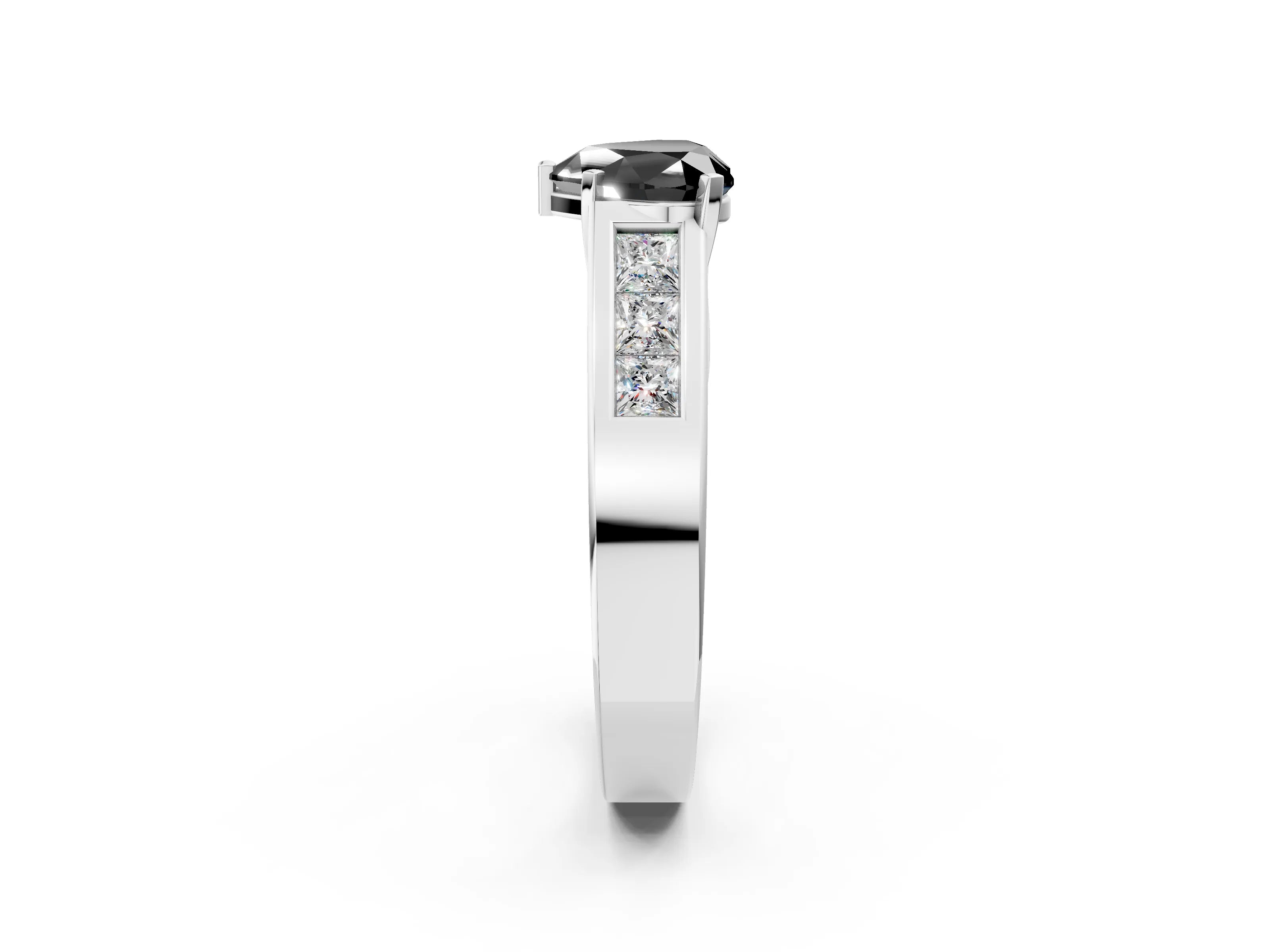 White gold Fancy Black Heart Cut Cut Channel Set Solitaire Ring with Four-Prong Setting_14