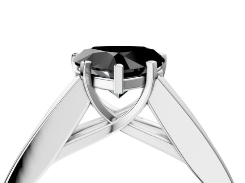 White gold Fancy Black Heart Cut Cut Channel Set Solitaire Ring with Four-Prong Setting_16