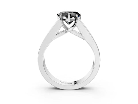 White gold Fancy Black Heart Cut Cut Channel Set Solitaire Ring with Four-Prong Setting_3