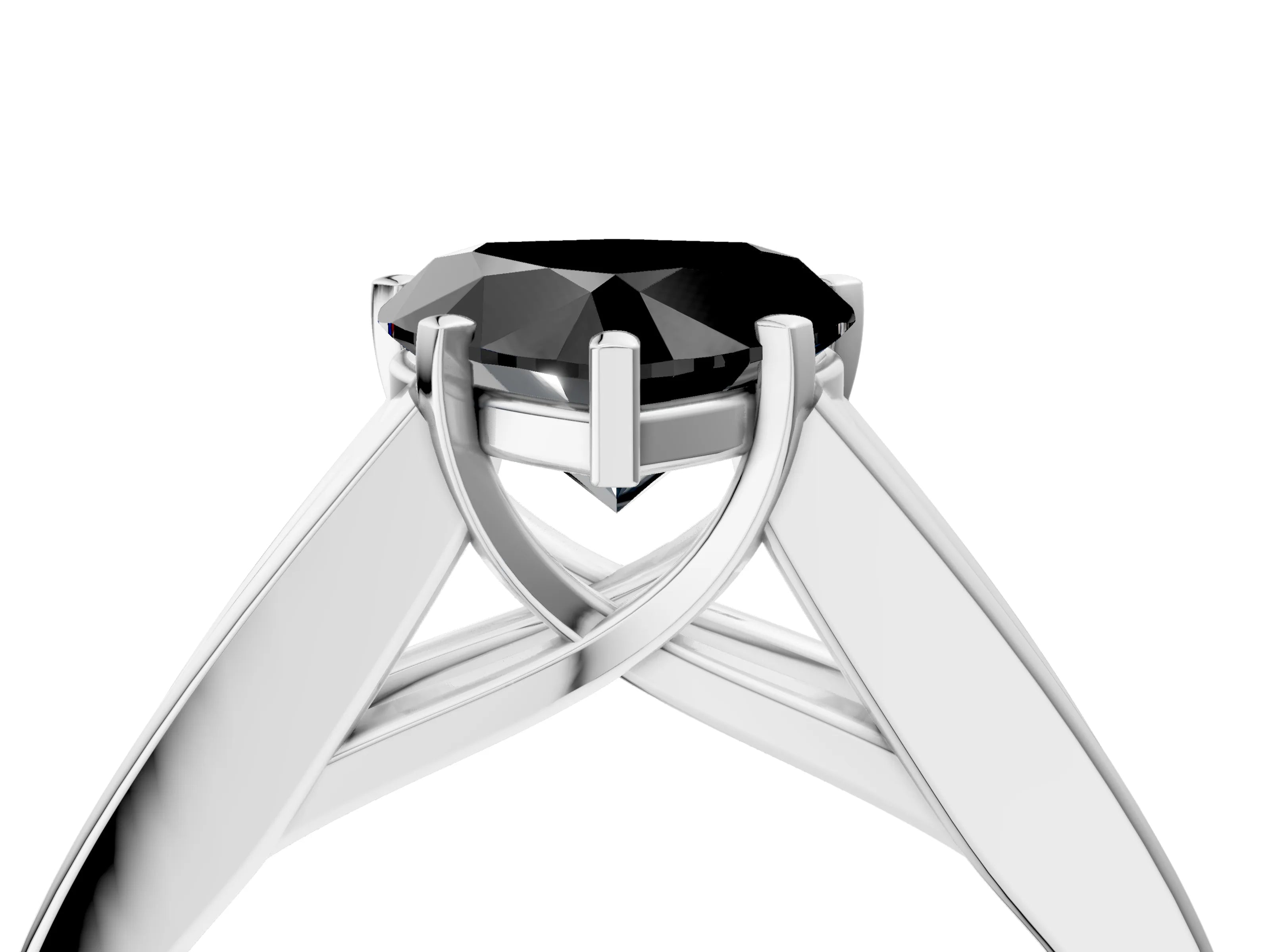 White gold Fancy Black Heart Cut Cut Channel Set Solitaire Ring with Four-Prong Setting_4