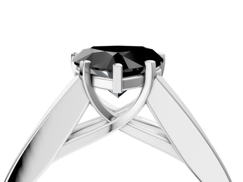 White gold Fancy Black Heart Cut Cut Channel Set Solitaire Ring with Four-Prong Setting_4