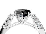 White gold Fancy Black Heart Cut Cut Diamond Channel Set Solitaire Ring with Four-Prong Setting_100