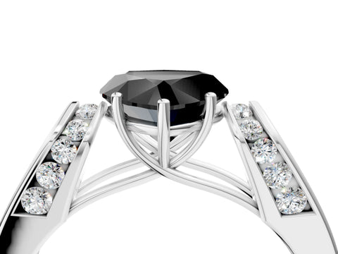 White gold Fancy Black Heart Cut Cut Diamond Channel Set Solitaire Ring with Four-Prong Setting_4
