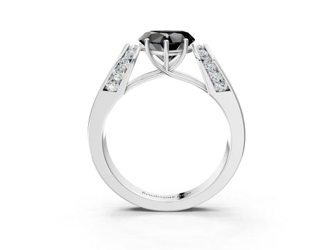 White gold Fancy Black Heart Cut Cut Diamond Channel Set Solitaire Ring with Four-Prong Setting_87