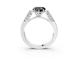 White gold Fancy Black Heart Cut Cut Diamond Channel Set Solitaire Ring with Four-Prong Setting_99