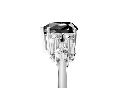 White gold Fancy Black Heart Cut Cut Diamond Cluster Ring with Solitaire Band and Four-Prong Setting_17