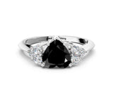 White gold Fancy Black Heart Cut Cut Diamond Cluster Ring with Solitaire Band and Four-Prong Setting_24
